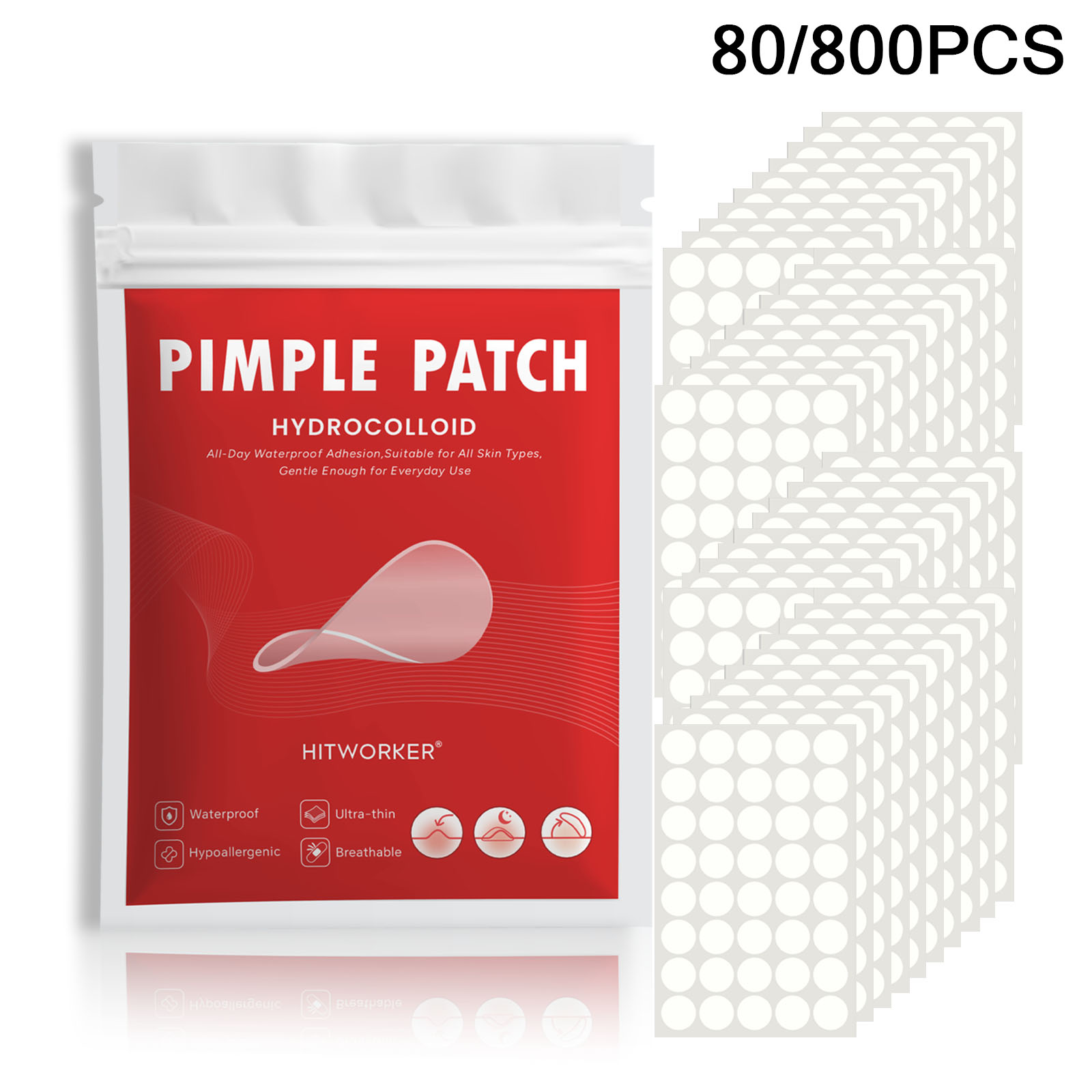80/ 800PCS Hydrocolloid Acne P - Healing Wellness recensie en prijs